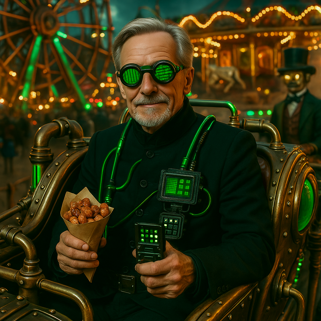 „Rummelplatz im Steampunk-Stil“ – Achterbahnfahren mit gebrannten Mandeln und einem aktiven Root-Access.